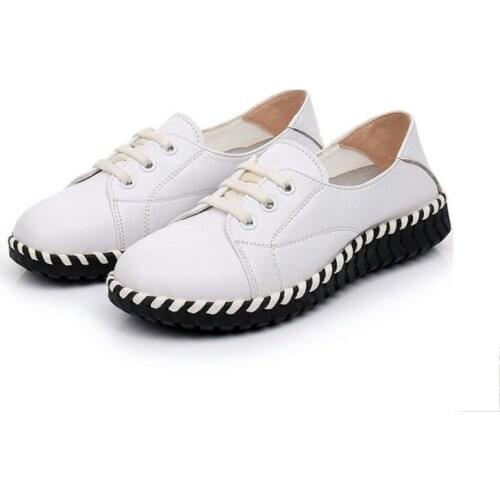 2021 new soft soles large size womens shoes new summer non-slip soft leather mother shoes leather flat shoes