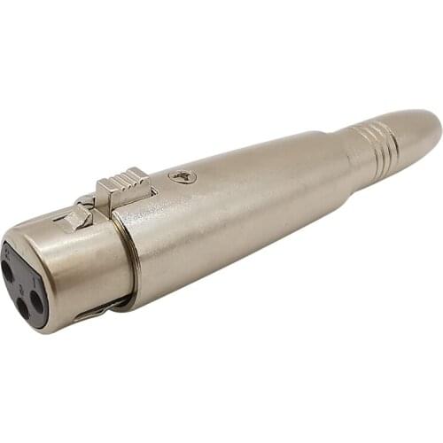 1Pcs Silver 3 Pin XLR Female to 6.5 mm Female Jack Socket Microphone Speaker Audio Cable Adapter Connector