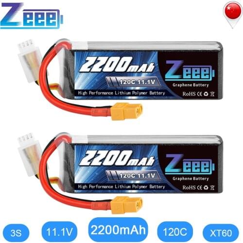 2units Zeee Lipo Battery 11.1V 3S 2200mAh 120C RC Graphene Lipo Battery with XT60 Plug For FPV RC Helicopter Drone Boat Airplane