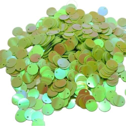 2000 Green AB Flat Round loose sequins Paillettes Top Hole 10mm sewing Wedding