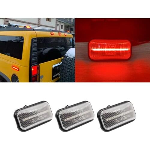 3PCs Clear Rear Red Led Cab Roof Marker Lights For Hummer H2 2003-2009 H2 SUT 2005-2009 OEM: 25809313