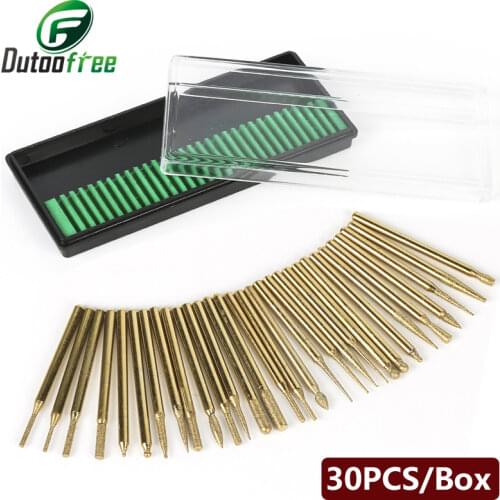 30pcs/set titanium-plated alloy grinding head 3mm dremel accessories dremel rotary tool fit bit for mold repair slot engraving