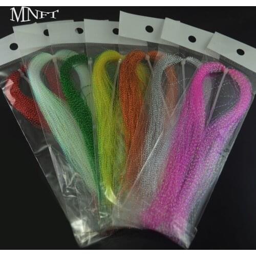 MNFT 50Pcs Flashabou Flash Colorful Glittering Crystal Holographic Tinsel Sabiki Treble Hook Lure Herl Baits Fly Tying Material