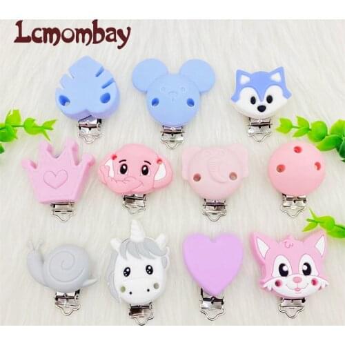 50PC Silicone Pacifier Clips fox leaf Teether Clips DIY Baby Pacifier Dummy Teething Soother Nursing Jewelry Making