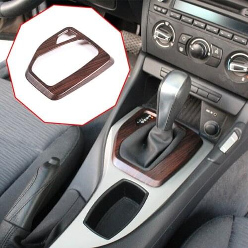 ABS Pine Wood Grain For BMW X1 E84 2010-2013 Car Control Gear Shift Panel Cover Gearshift Panel Frame Trim LHD Accessories