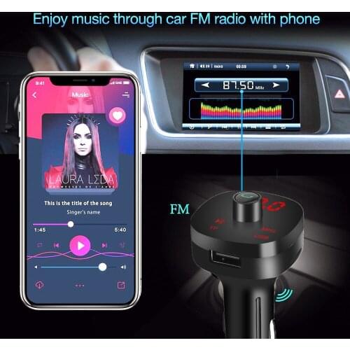 Car Bluetooth 4.2+EDR Handsfree Kit FM Transmitter Wireless Audio Receiver Auto MP3 Player Music Tool 3.1A Dual USB Fast Charger