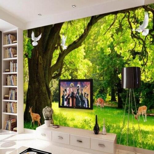 Beibehang Custom 3 d wallpaper image forest tree background large photo 3 d TV living room decoration wall painting wallpaper