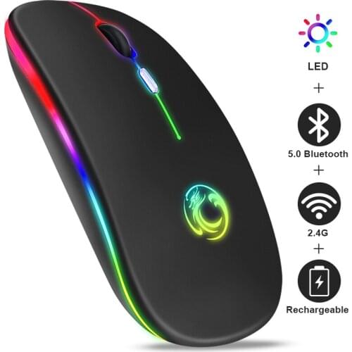 Wireless Mouse Bluetooth RGB Rechargeable Computer Silent Mause LED Backlit Ergonomic Gaming For Laptop PC
