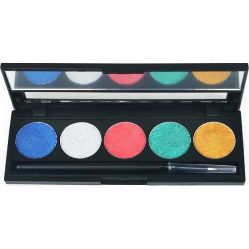Bowitzki Water Activated Metallic Pearl Retro Liner Eyeliner Makeup Shimmer Color Face and Body Paint 5 color Set Palette