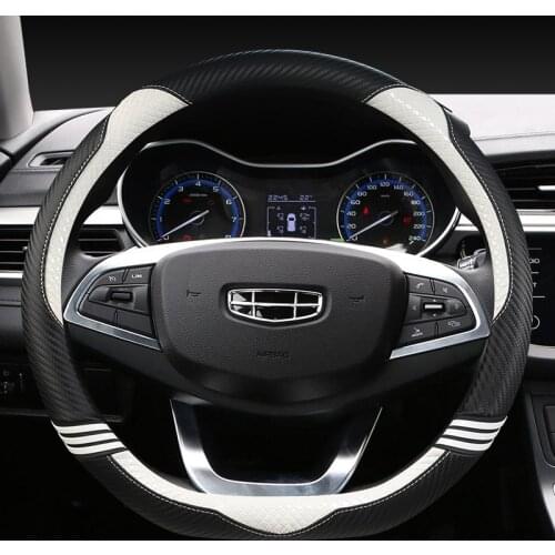 37-38CM D Shape Steering Wheel Cover PU Leather for Geely Atlas Emgrand EC7 Coolray VW Golf 7 Hyundai Santa fe 2014-2020