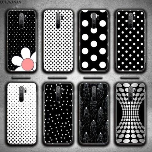 Black and White Polka Dot Phone Case for Redmi 9A 8A 7 6 6A Note 9 8 8T Pro Max Redmi 9 K20 K30 Pro