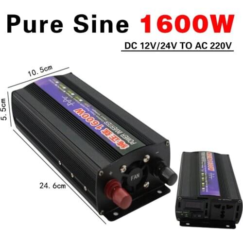 Pure Sine Wave Inverter DC 12v 24v to AC 220v Inverter 12v 220v 1600W 2000W 3000W Car power Inverter Converter WITH LED Display
