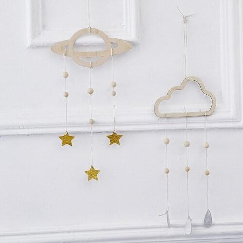 Baby Room Decoration Bumper Nordic INS Style Wooden Cloud Star Raindrop Wall Hanging Baby Bedding Room Decor Photography Pendant