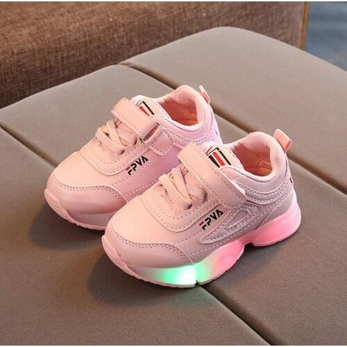 Kids LED Luminous Shoes Mesh Children Sneakers for Boys Girls Light Up Trainers ChildrenS sports Shoes Net Shoes 1 2 3 4 5 6 Y