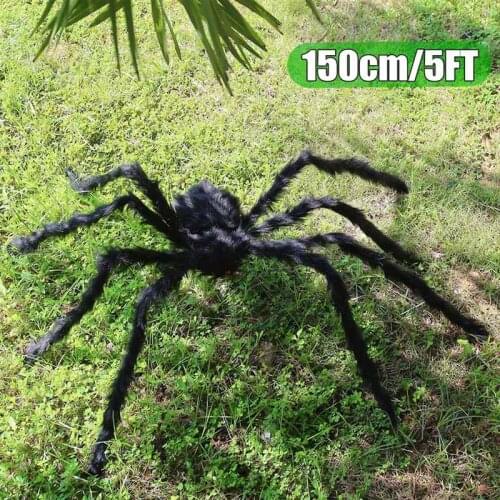 150cm Hairy Giant Spider Halloween Prop Haunted House Decor Huge Spider Web Bat Party Holiday DIY Decoration