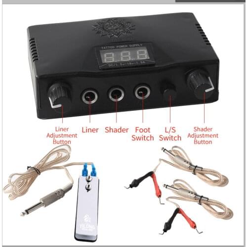 Permanent Makeup Tattoo Supply Tools 1Pcs Black Double Dual LED 3 Digital Display Tattoo Machine Power Supply For Liner Shader