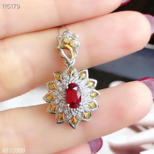 KJJEAXCMY fine jewelry 925 Sterling Silver inlaid natural ruby popular girl Pendant Necklace support test