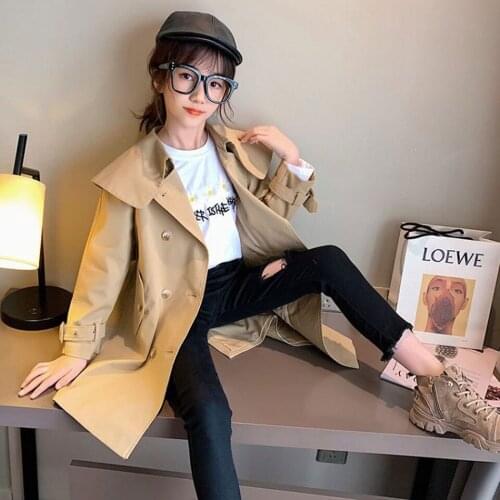 Bitlamb Girls Jackets Coats New 2021 Spring Autumn Solid Color Outerwear Coat Children Casual Fashion Windbreaker Kids Clothes