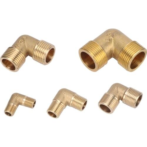 Brass pipe joint adapter 90 degree hose end thread 1/8" 1/4" 3/8" 1/2" 3/4" elbow joint hose garden irrigation accessories 3pcs