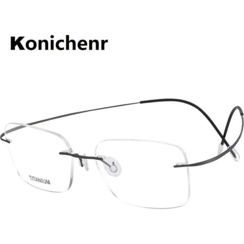 Konichenr Pure Titanium Optical Rimless Glasses Men 2021 Square Prescription Eyeglasses Frames Women Myopia Screwless Eyewear
