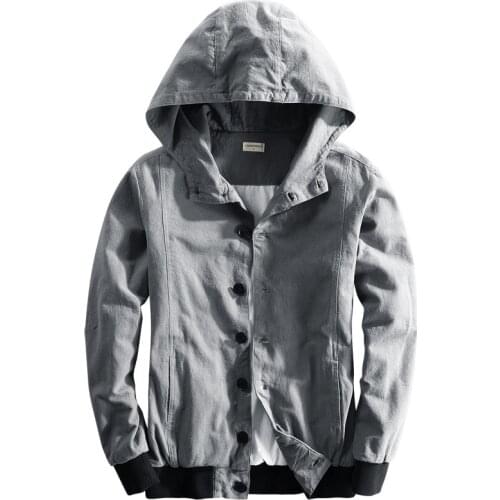 Men Autumn Fashion Long Sleeve Healthy Comfortable Thin Linen Casual Coats Male Japan Style Solid Color Harajuku Hooded Jackets