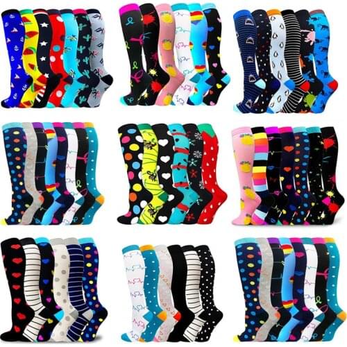 6 Pairs/Pack Compression Socks Women Knee High 30mmHg Sports Socks Edema Diabetes Varicose Veins Running Cycling Marathon Socks