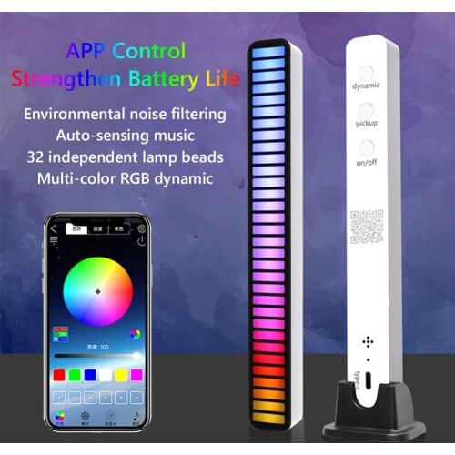 Sound Control Light Phone APP Control Control Voice-Activated Pickup Rhythm RGB 32 LED Music Ambien Lamp for Car Party Computer