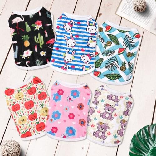 Dog Clothes for Small Dogs Cute Printed summer Pets t-shirt Puppy Dog Clothes Pet Cat Vest Cotton T Shirt Pug Apparel Costumes