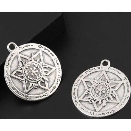 5pcs Silver Color 40x45mm Six-pointed Star Charms Wicca Pendant Fit DIY Jewelry Making Handcrafted Accessories
