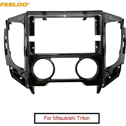 FEELDO Car 9" 2Din Fascia Panel Frame Dash Kit For Mitsubishi Triton(2015+) Manual Air Condition GPS Navigation Installation