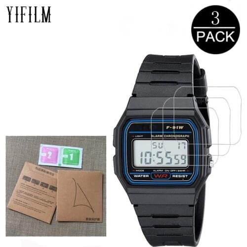 3Pack High Definition Anti-shock Smartwatch LCD Guard Film For Casio Mens Classic F91W-1 Nano Explosion-proof Screen Protector