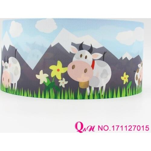 Q&N ribbon 16mm 22mm 25mm 38mm 50mm 75mm cow printed grosgrain ribbon webbing 50yards/roll for hair tie free shipping