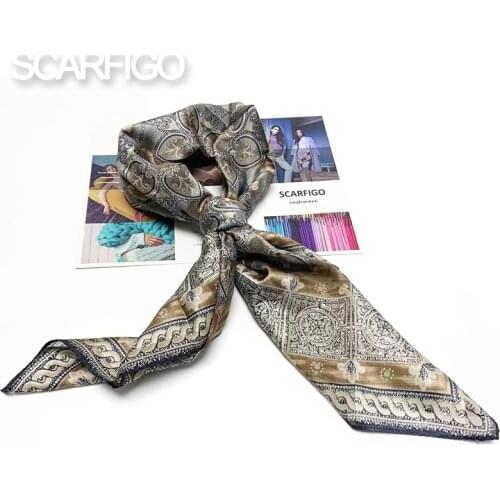 SCARFIGO Vintage Ethnic Printing Women Silk Scarves Bohemian Retro Paisley Ladies Scarves