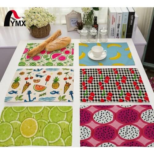 Mix 8 Style Fruit Table Napkins Printed Strawberry Watermelon Cherry Pineapple Kiwi Ice Cream Cherry Banana Lemon Orange Picture