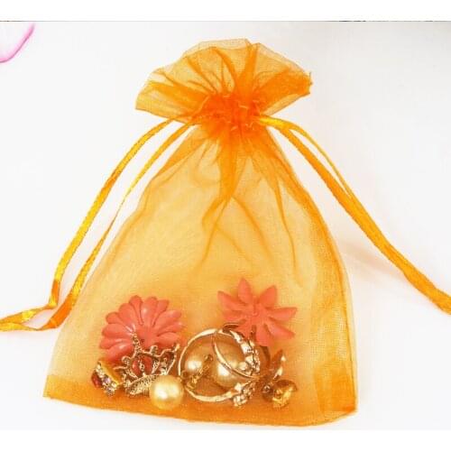 High Quality Wedding Favor Tulle Bags 1000pcs/lot 9x12cm Orange Decoration Gift Yarn Pouches Jewelry Storage Organza Bags