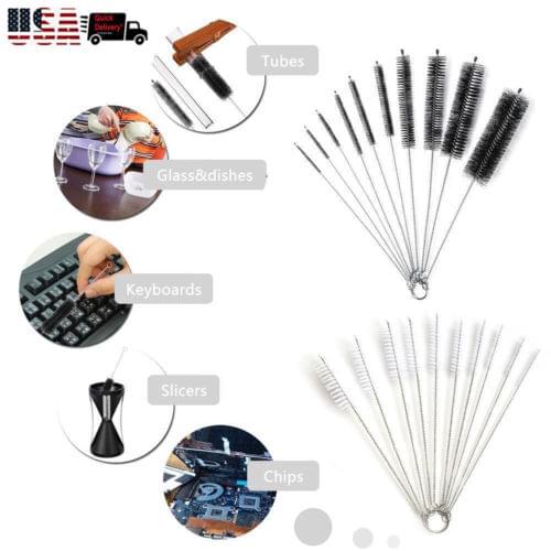 US STOCK Nylon Straw Brush Cleaner Bottle Tube Pipe Small Long Cleaning 10Pcs Set