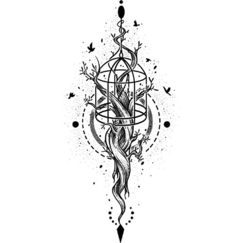 Bohemian Sanskrit Flower Waterproof Temporary Tattoo Sticker Geometric Pattern Fake Tattoos Flash Tatoos Arm Body Art Women Men