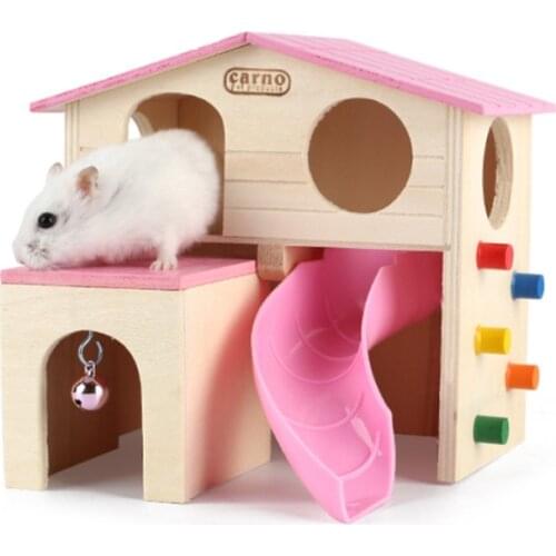 Hamster House Gym Exercise Funny Ladder Slide Bell Climbing Wooden Hut Hideout