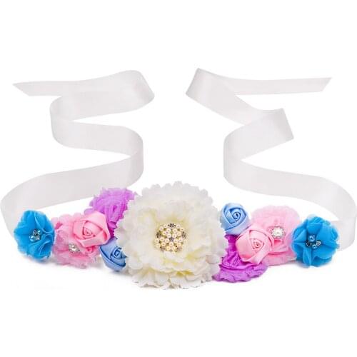 Flower Girl Sash for Wedding Bridal Satin Ribbons Rhinestone Maternity Flowers Belt Women Girls Party Dress Belts Accessories