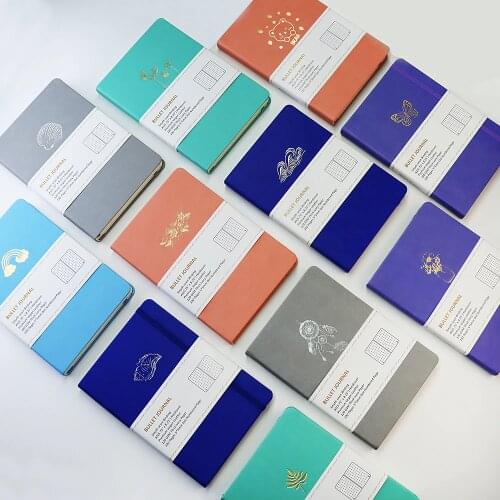 No Bleeding A5 Hard Vegan Leather Cover Candy Color 120gsm Ivory Dot Journal With Index And Page Number