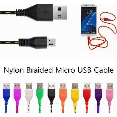 1/2/3m Nylon Braided Micro USB Cable High Speed Data Cables Android USB 2.0 V8 Micro B MicroUSB Charging Cable Cord Braid Wire