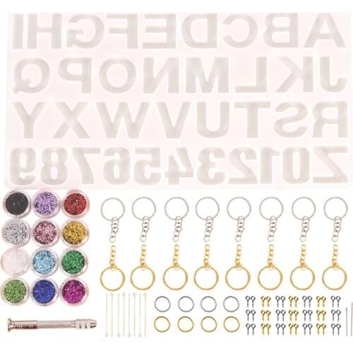 186pcs DIY Numbers Letters Mold Silicone Mold Resin Casting Keyring Mold Kit DIY Crafts Jewelry Making Tools Jewelry Mold Set