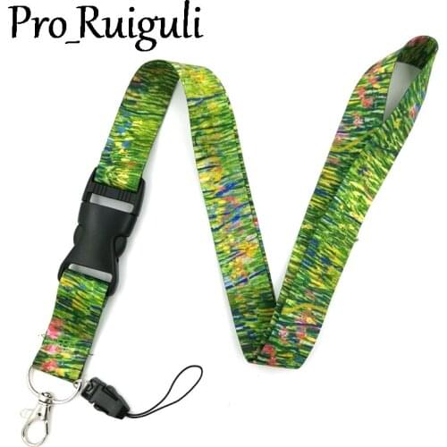 30pcs Van gogh Patch of Grass Lanyard Badge ID Lanyards/ Mobile Phone Rope Key Lanyard Neck Straps Accessories webbings ribbons