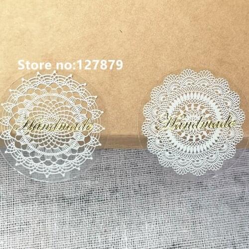 80pcs Transparent White lace seals stickers Packaging Sealing Label PVC Hand made gift sticker Multifunction Sticker 3.5cm 35mm