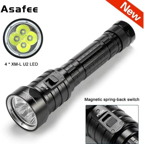 Asafee DX4 Diving Scuba Flashlight XM-L U2 LED diving flashlight torch brightness waterproof 100m white light led torch