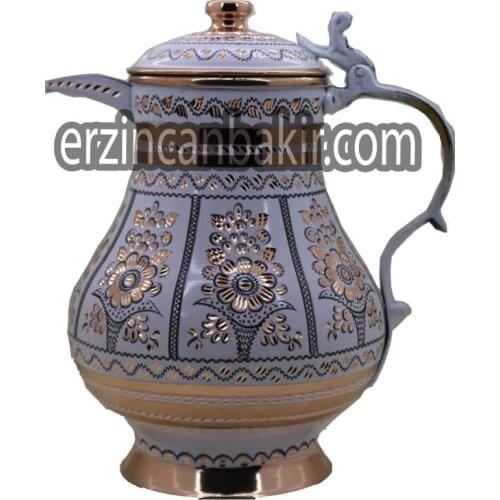 Bakır Su Sürahi Kapaklı İçecek Sürahi Zarif Sürahi Suyu El Yapımı Vintage Stil Ayran Drinkware SRH-103