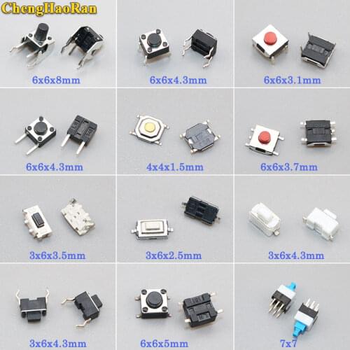 ChengHaoRan 12 modle 24pcs 60pcs 120pcs of Tactile Switches Push Button SMD Tact Switch Switch