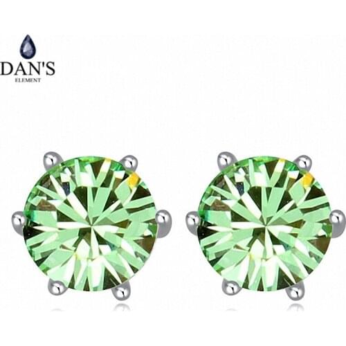 DANS ELEMENT 8 Colors Real Austrian Crystals crystal Stud earrings for women New Sale Hot 114649Olive