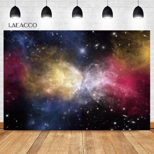 Laeacco Baby Birthday Universe Space Planets Glitters Earth Little Astronaut Poster Portrait Backdrops Photography Backgrounds