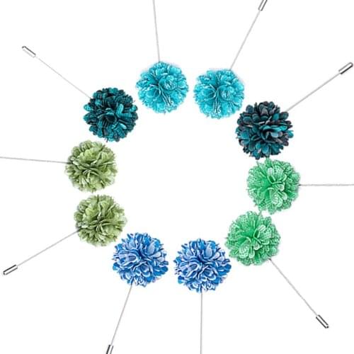 Hi-Tie 10 Pcs Every Styles Mens Tie Suit Accessories Blue Brooch Boutonniere Teal Floral Necktie For Wedding Party Business